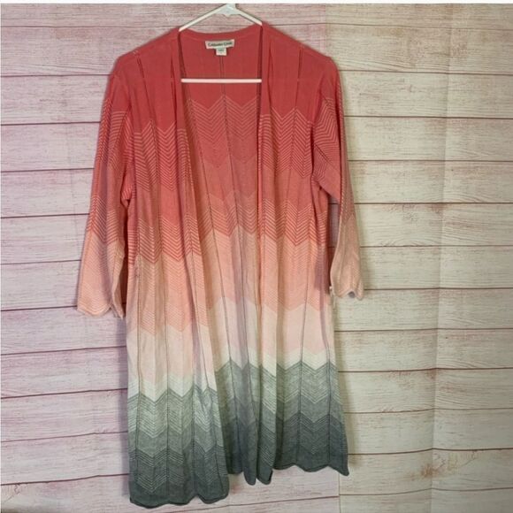 Coldwater Creek Open Front Ombré Chevron knit Cardigan - Picture 1 of 5